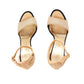 CHANEL Beige Fabric And Leather Ankle Strap Sandals 36.5
