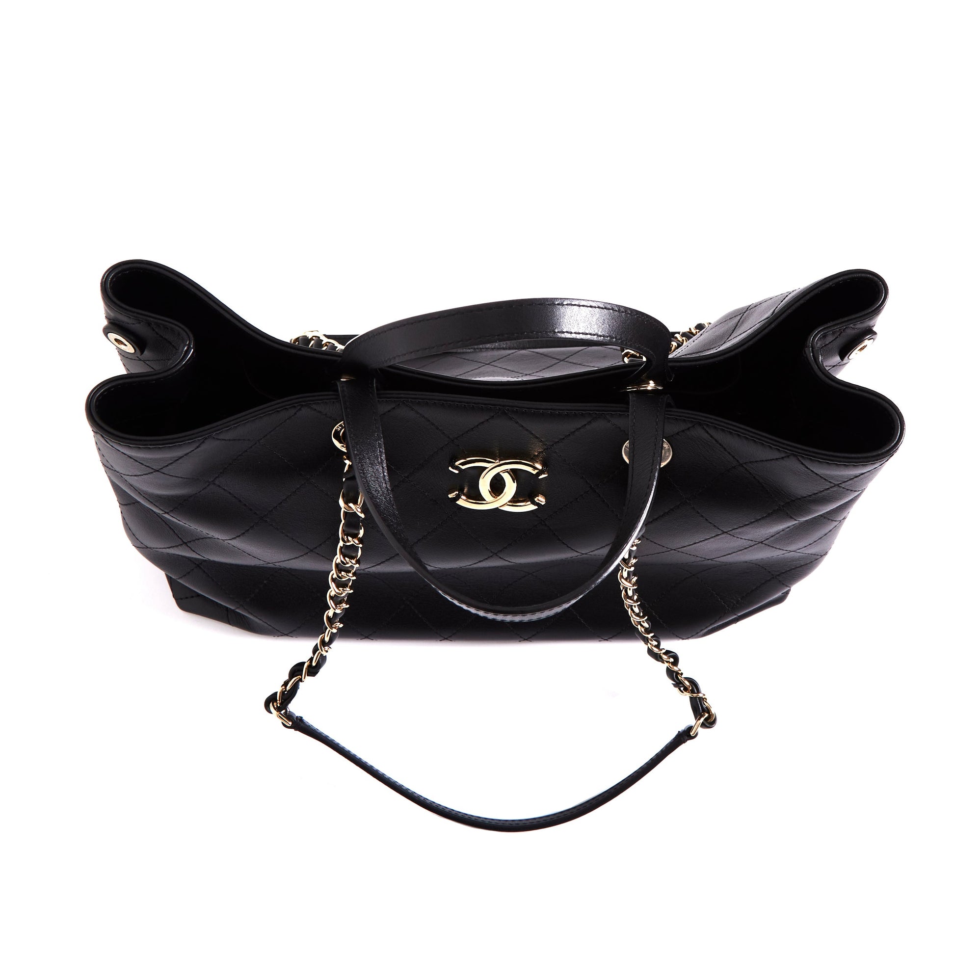 CHANEL Calfskin Large Serial Shopper Tote Black