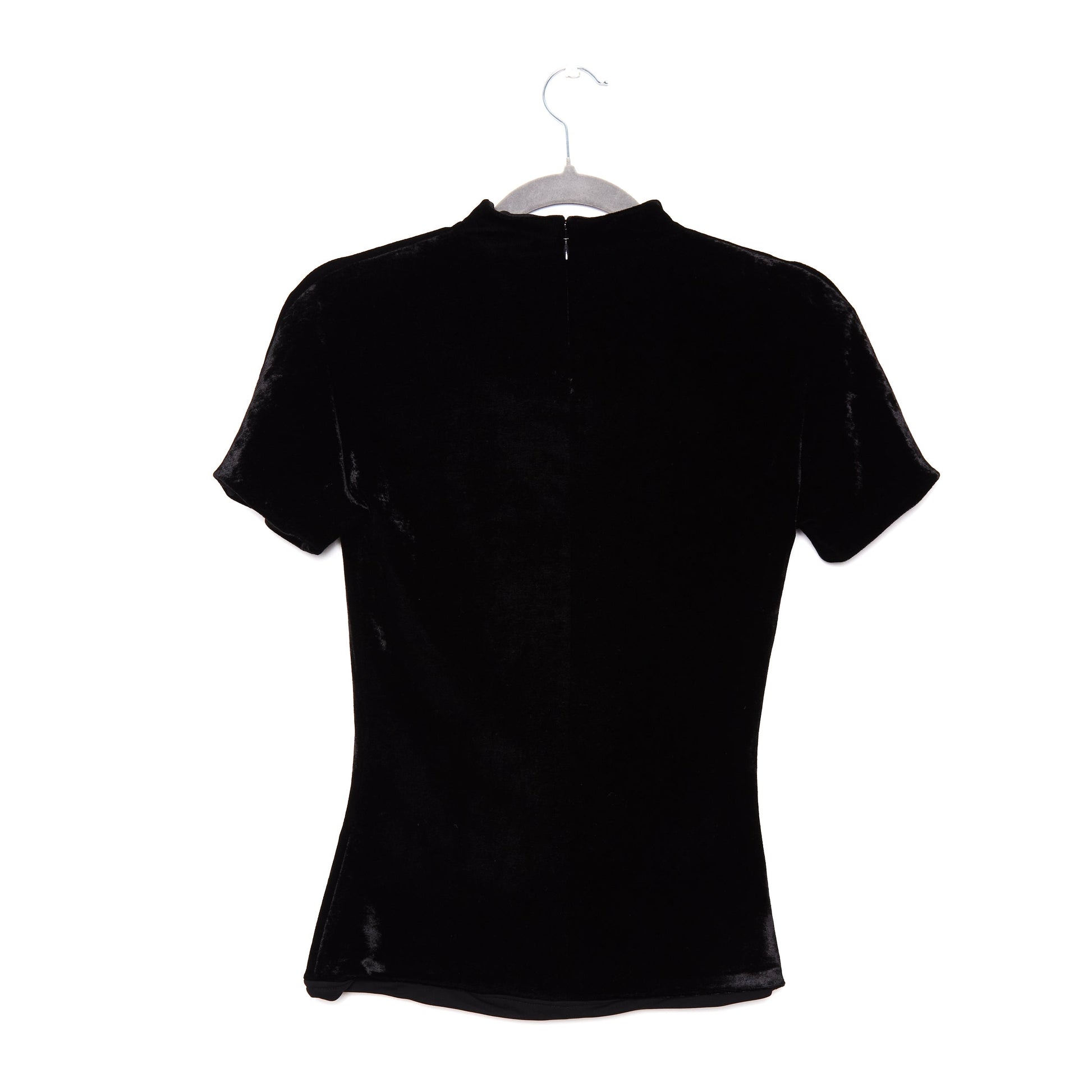 BALMAIN Button-detail Velvet T-shirt In Nero