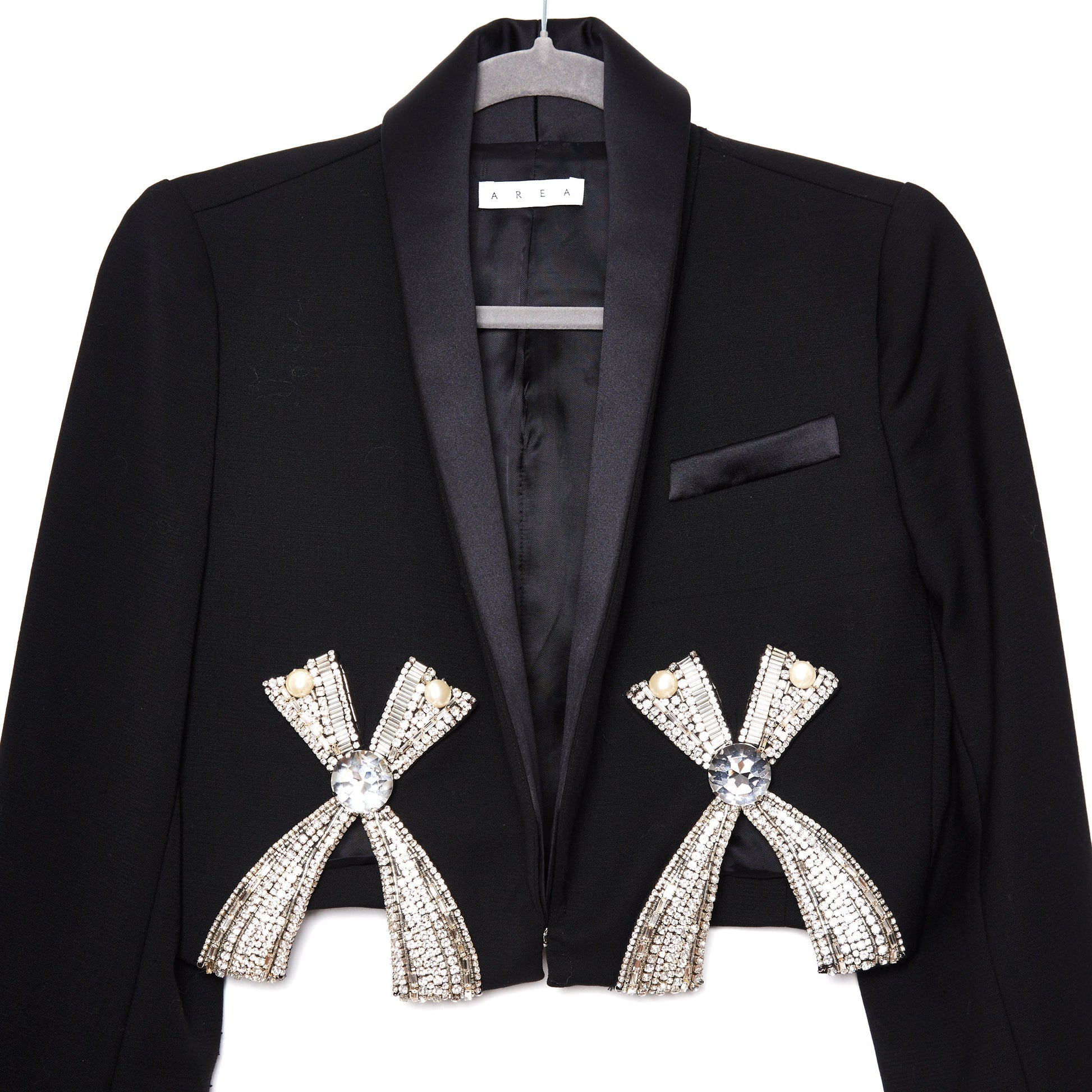 AREA NYC Deco Bow Slit Cropped Blazer 2