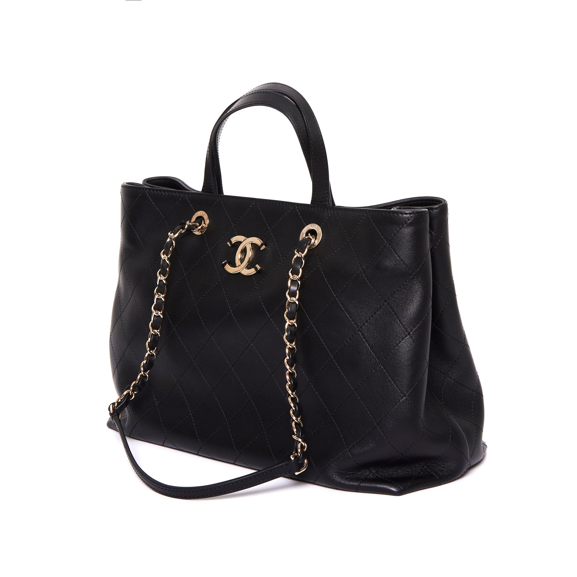 CHANEL Calfskin Large Serial Shopper Tote Black