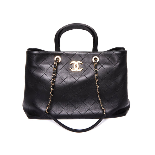 CHANEL Calfskin Large Serial Shopper Tote Black