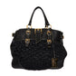 DOLCE & GABBANA Black Crochet Fabric and Leather Zip Satchel