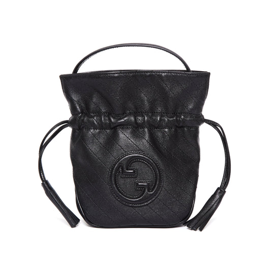GUCCI Leather Blondie Mini black bucket bag – Black Leather