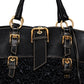 DOLCE & GABBANA Black Crochet Fabric and Leather Zip Satchel