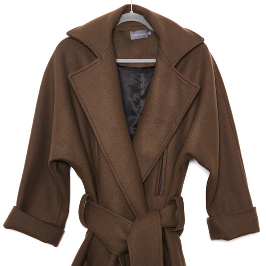 WATSON X WATSON Belted Wrap Wool Coat in Khaki 6