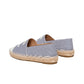 CHANEL Canvas Striped Patent CC Espadrilles Ivory Navy White 36