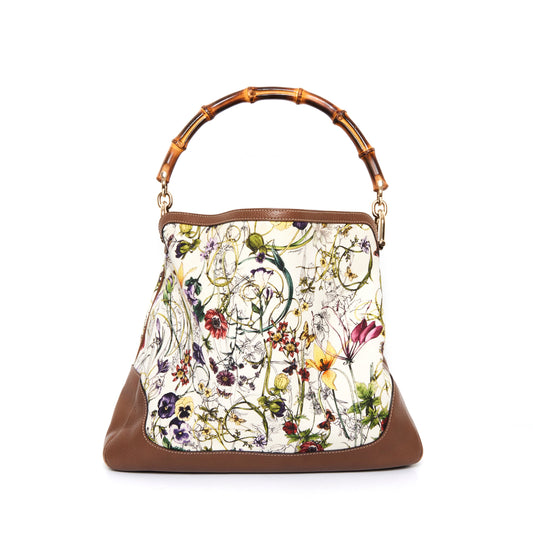 GUCCI  Diana Flora Bamboo Hobo