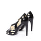 CHANEL Patent Black Strappy Sandals 39.5