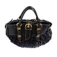 DOLCE & GABBANA Black Crochet Fabric and Leather Zip Satchel