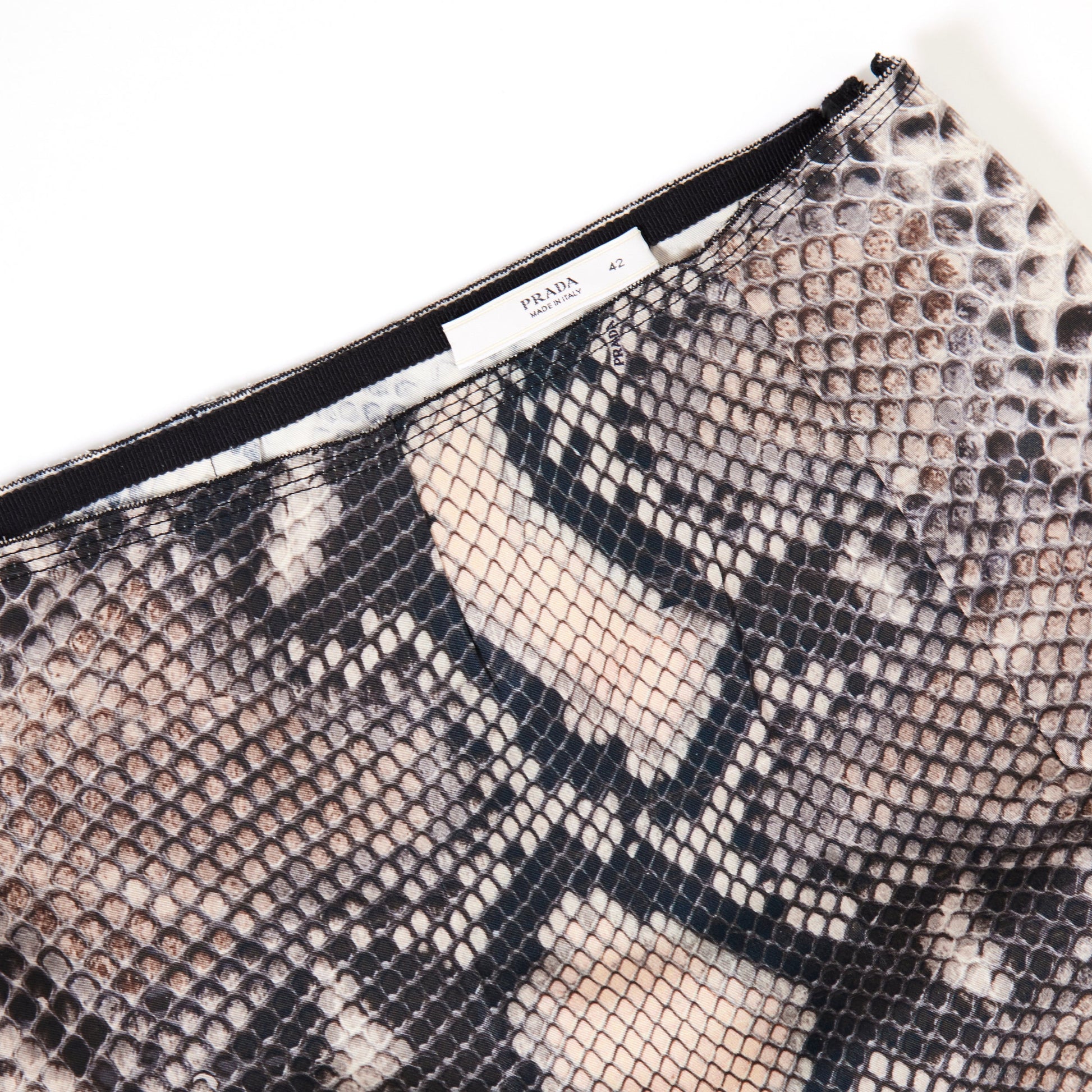 PRADA Panelled Snake Print Skirt 42