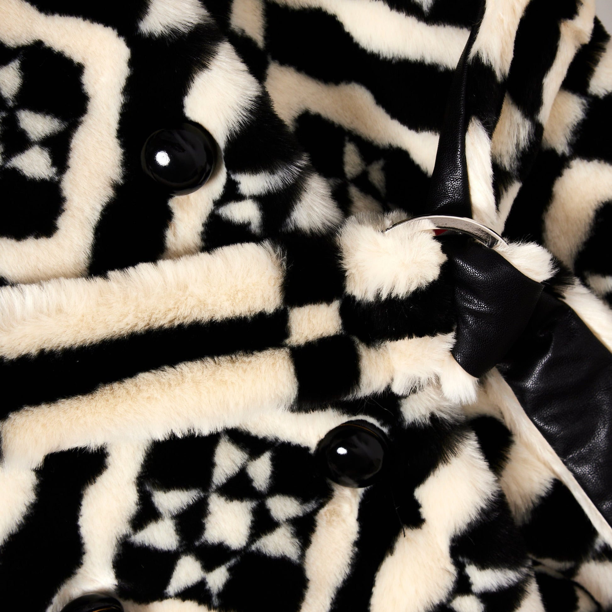 MARY KATRANTZOU Double-breasted Printed Faux Fur coat  40