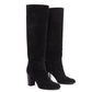CHANEL Suede leather high boots 40