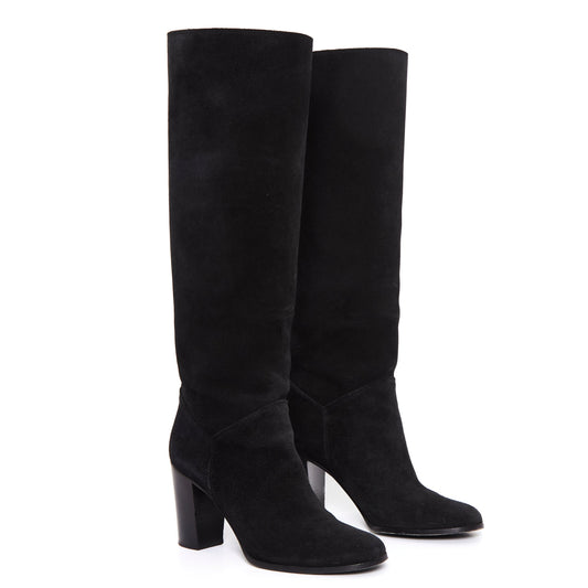 CHANEL Suede leather high boots 40