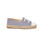 CHANEL Canvas Striped Patent CC Espadrilles Ivory Navy White 36