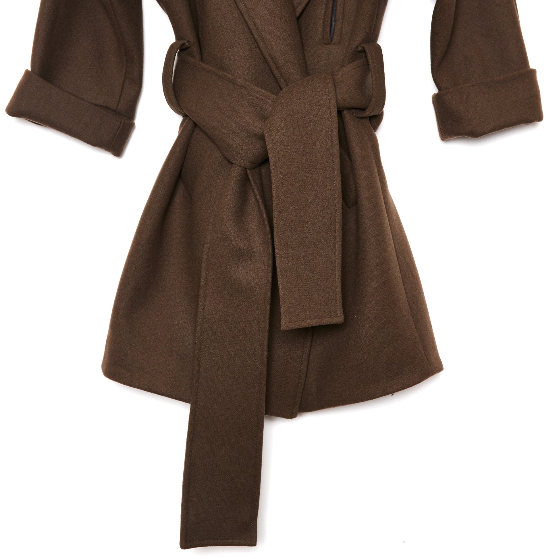 WATSON X WATSON Belted Wrap Wool Coat in Khaki 6