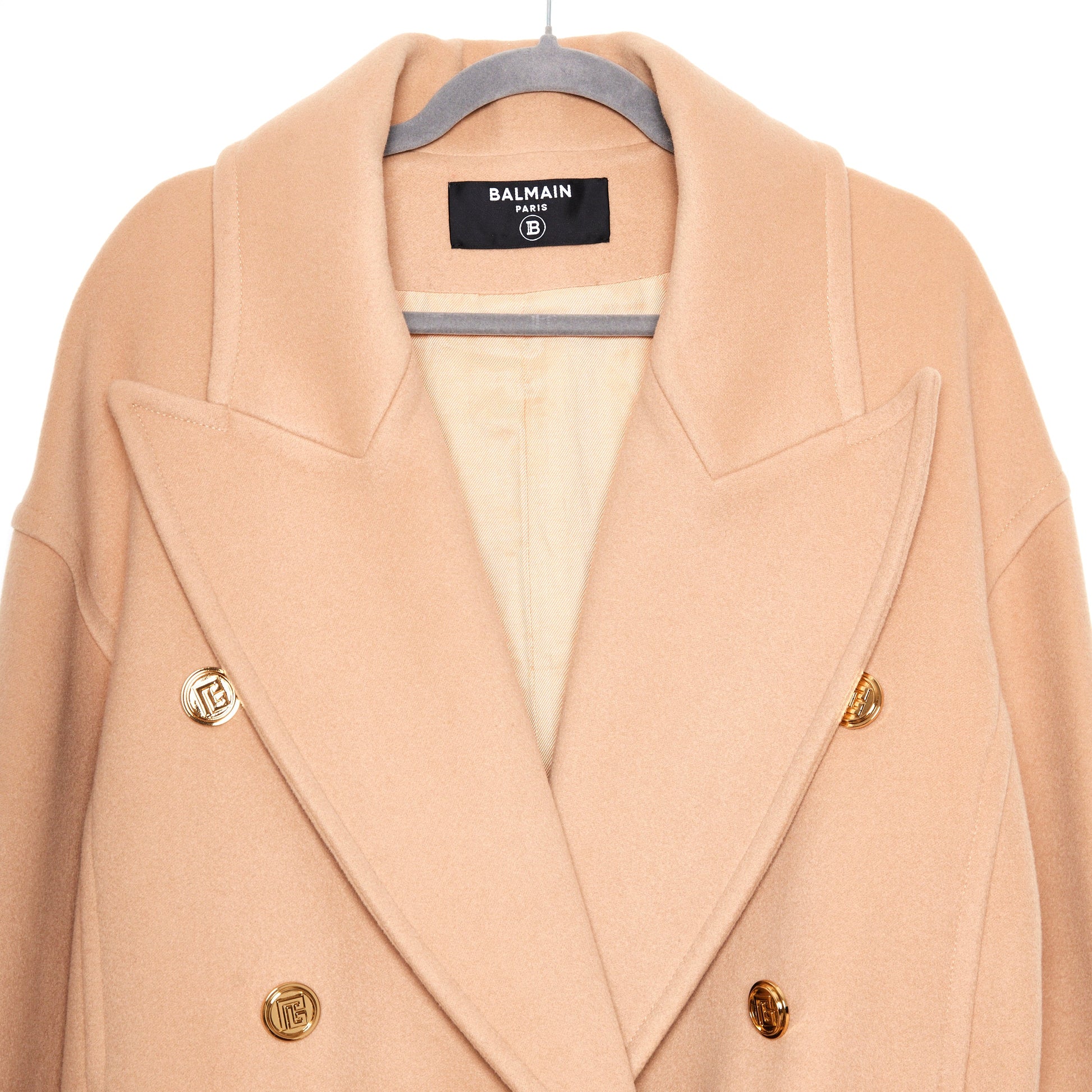 BALMAIN Belted Wool and Cashmere Coat 36