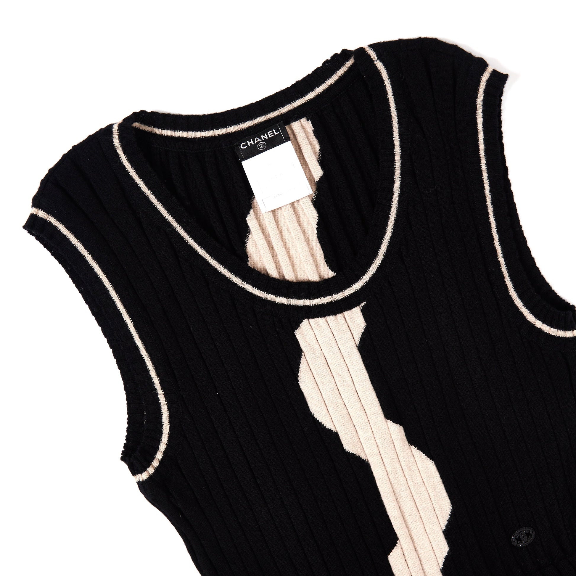 CHANEL Black and White Knit Dress 36