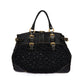 DOLCE & GABBANA Black Crochet Fabric and Leather Zip Satchel