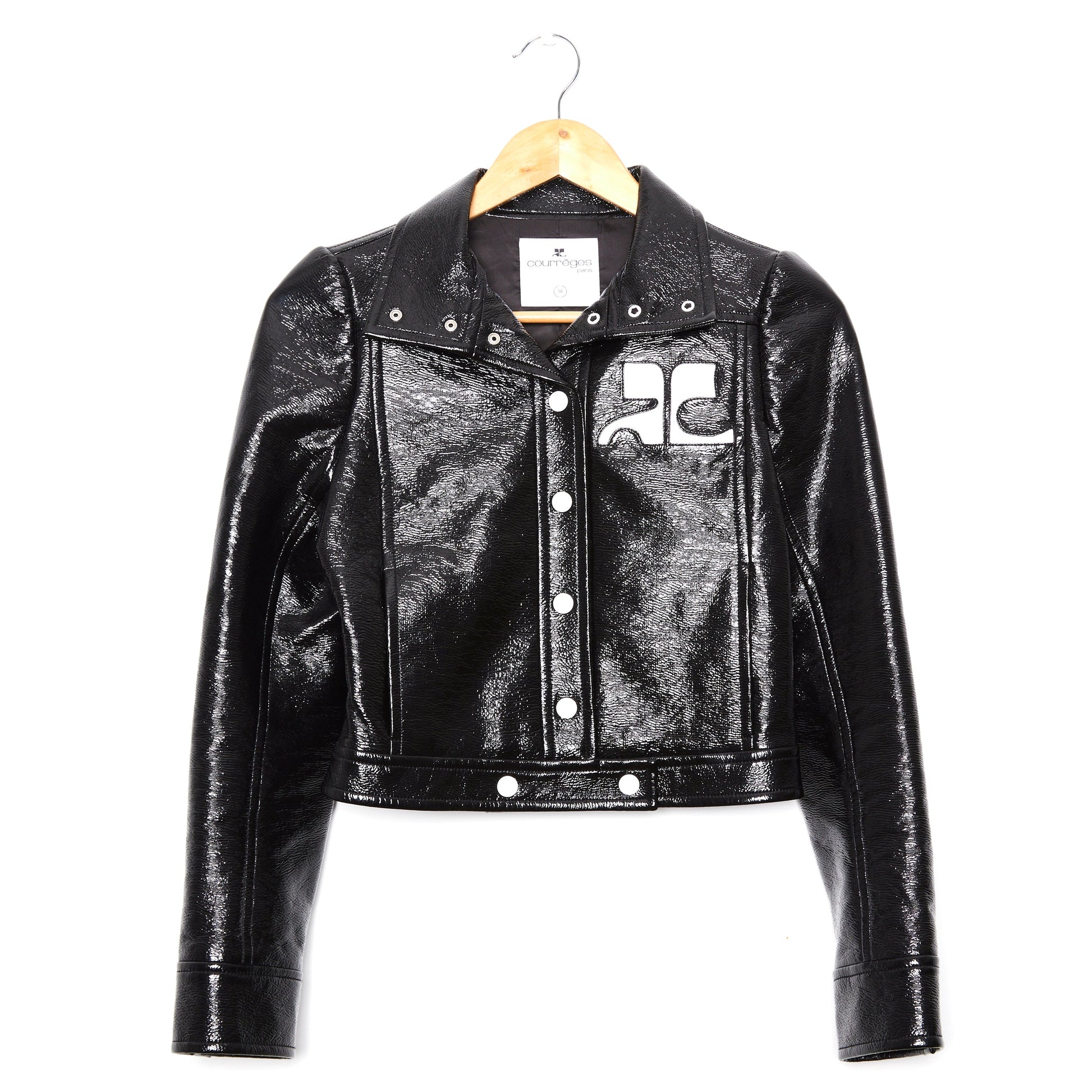COURRÈGES Re-Edition Vinyl Logo Jacket Black 36