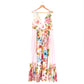 PEDRO Pink Flower Print Deep V- Neckline Maxi Dress 10