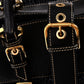 DOLCE & GABBANA Black Crochet Fabric and Leather Zip Satchel