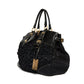 DOLCE & GABBANA Black Crochet Fabric and Leather Zip Satchel