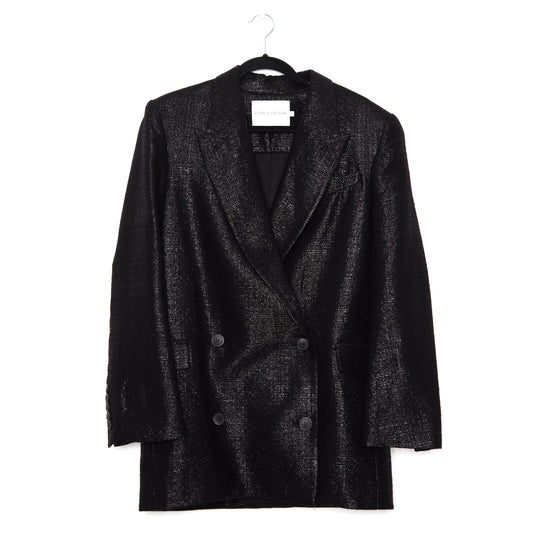 CAMILLA AND MARC Belmont Lurex Metallic-Woven Black Suit Blazer 10-12