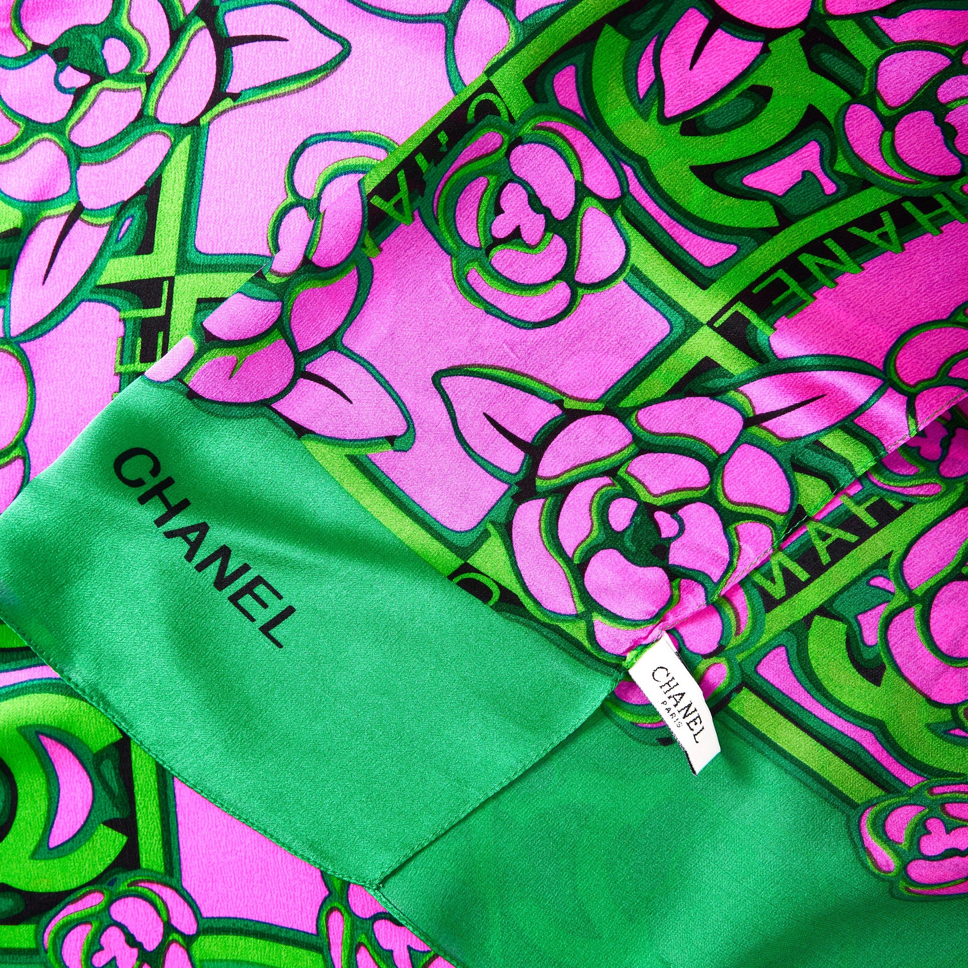 CHANEL Logo Silk scarf