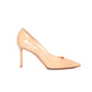 JIMMY CHOO Beige Patent Leather Anouk Pointed Toe Pumps 38.5