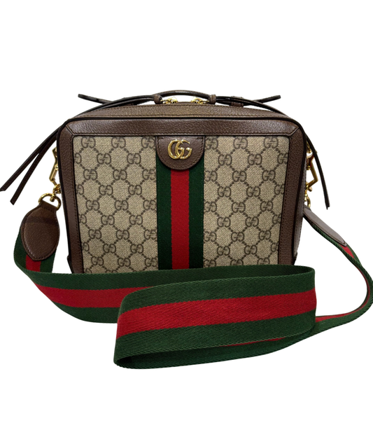 GUCCI GG Supreme Coated Canvas Ophidia Small Shoulder Bag with Strap