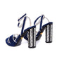 PRADA Dark Blue Heels with Crystal Embellishments 38.5