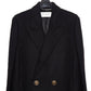 SAINT LAURENT Double-Breasted Long Wool Coat - Black 44
