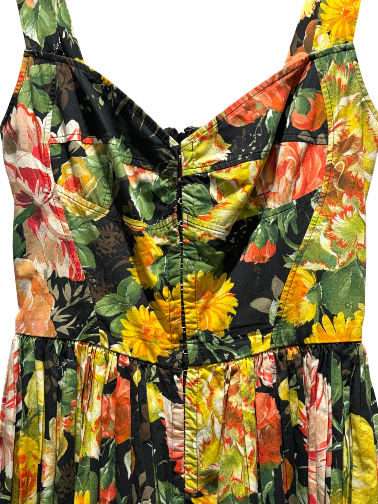 DOLCE & GABBANA Green Floral Midi Dress