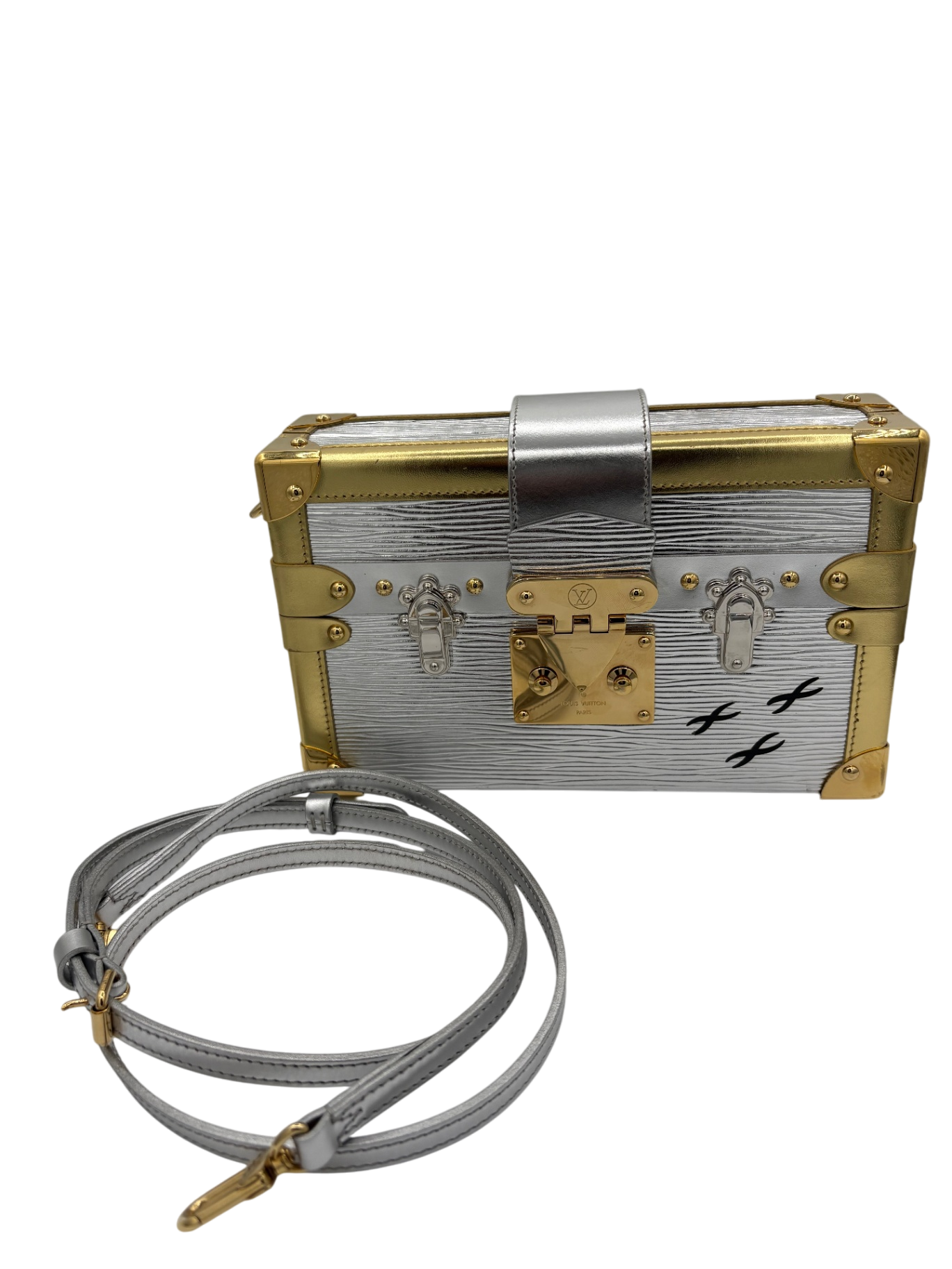 LOUIS VUITTON Petite Malle Silver/Gold