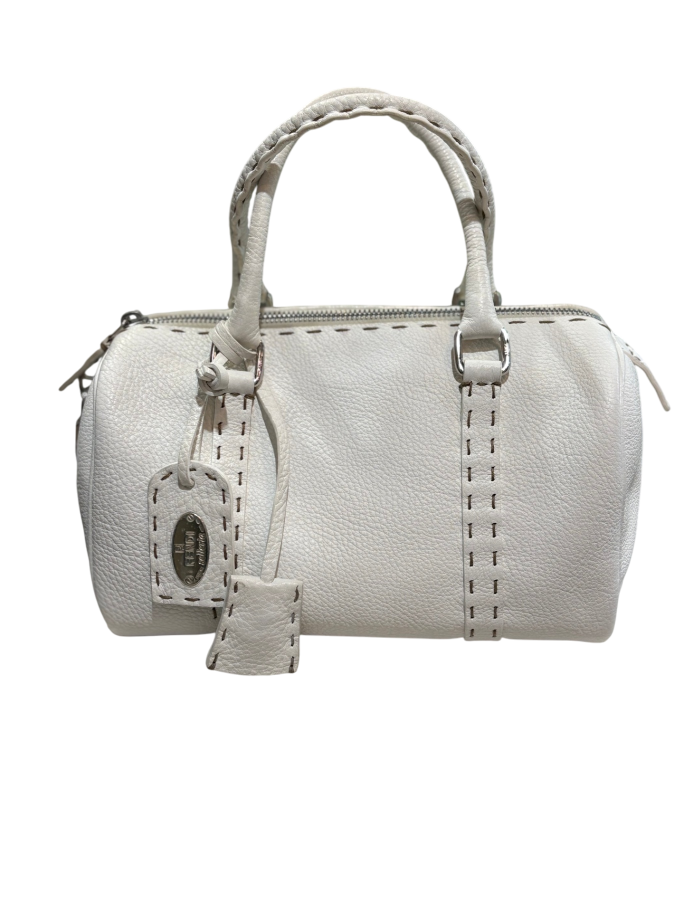 FENDI White Boston Small Duffle Bag