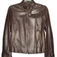 MIU MIU Chocolate Brown Leather Moto Jacket