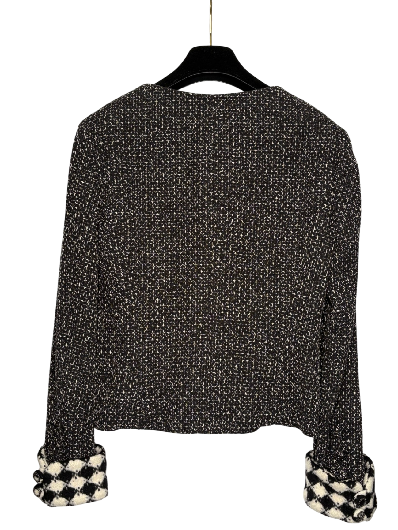 CHANEL Tweed Jacket with Signature Checked Cuffs
