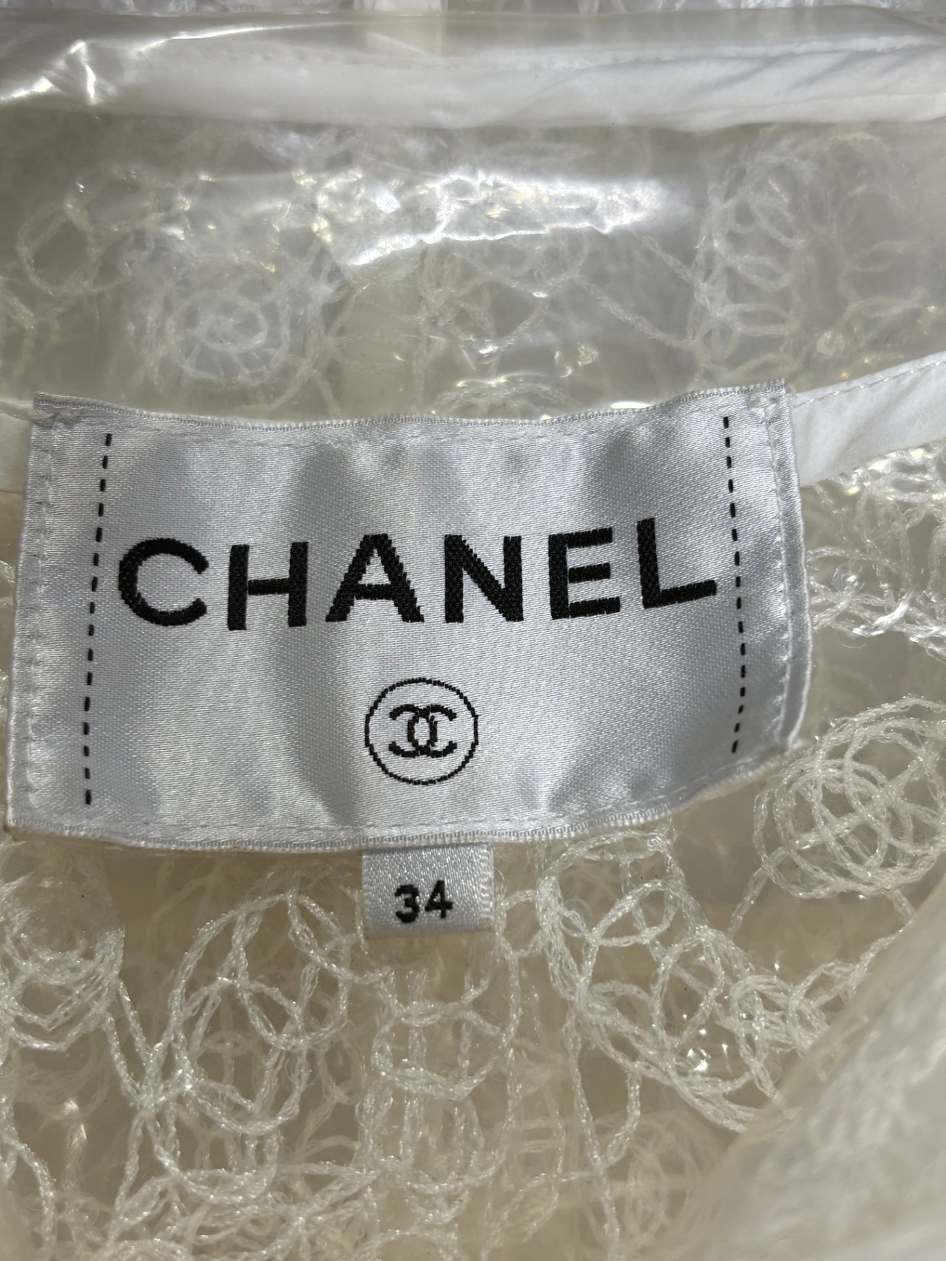 CHANEL White Sheer Lace Vinyl jacket