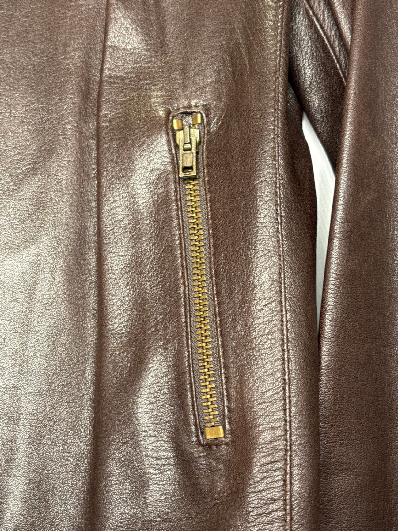 MIU MIU Chocolate Brown Leather Moto Jacket