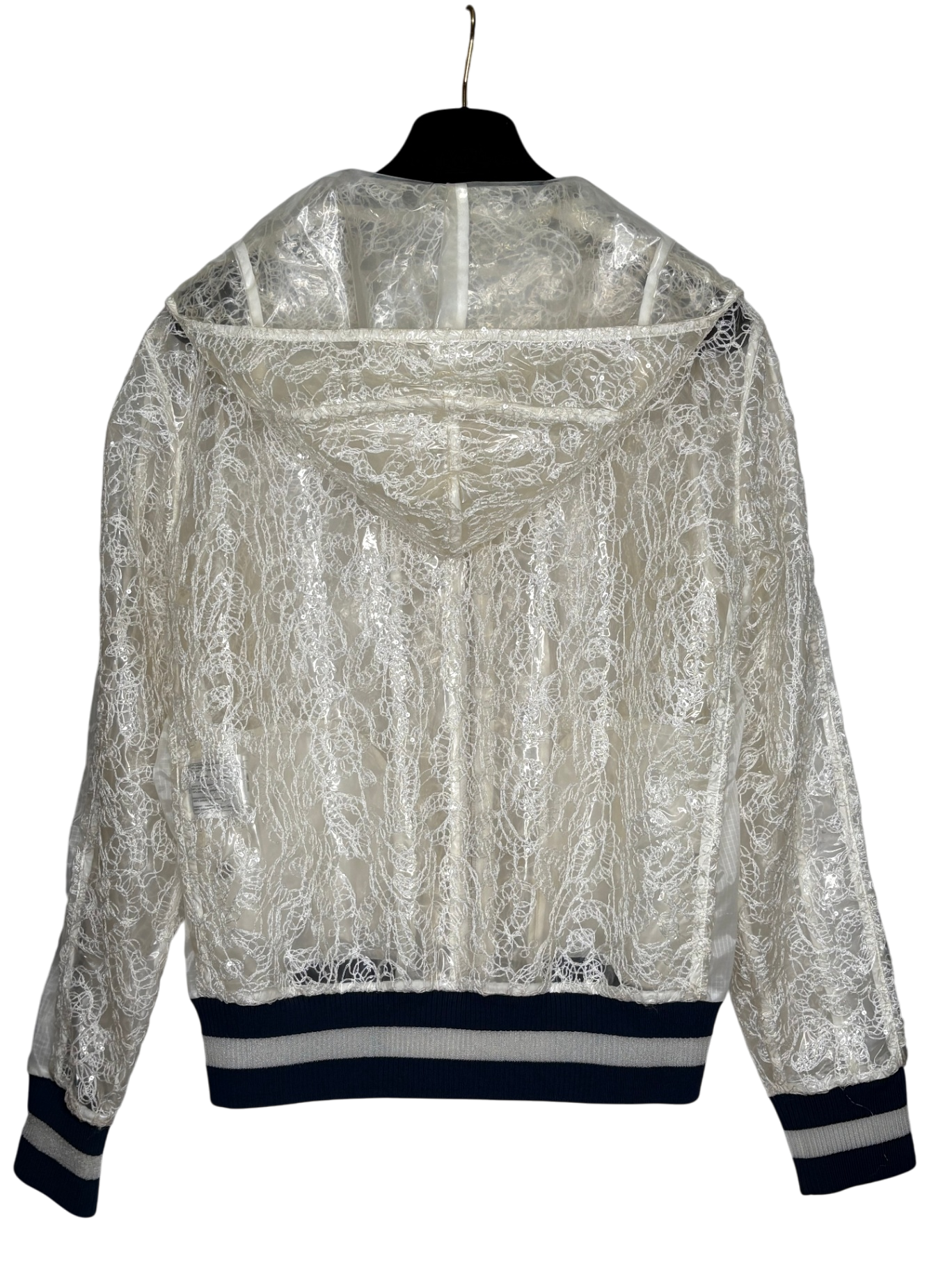 CHANEL White Sheer Lace Vinyl jacket