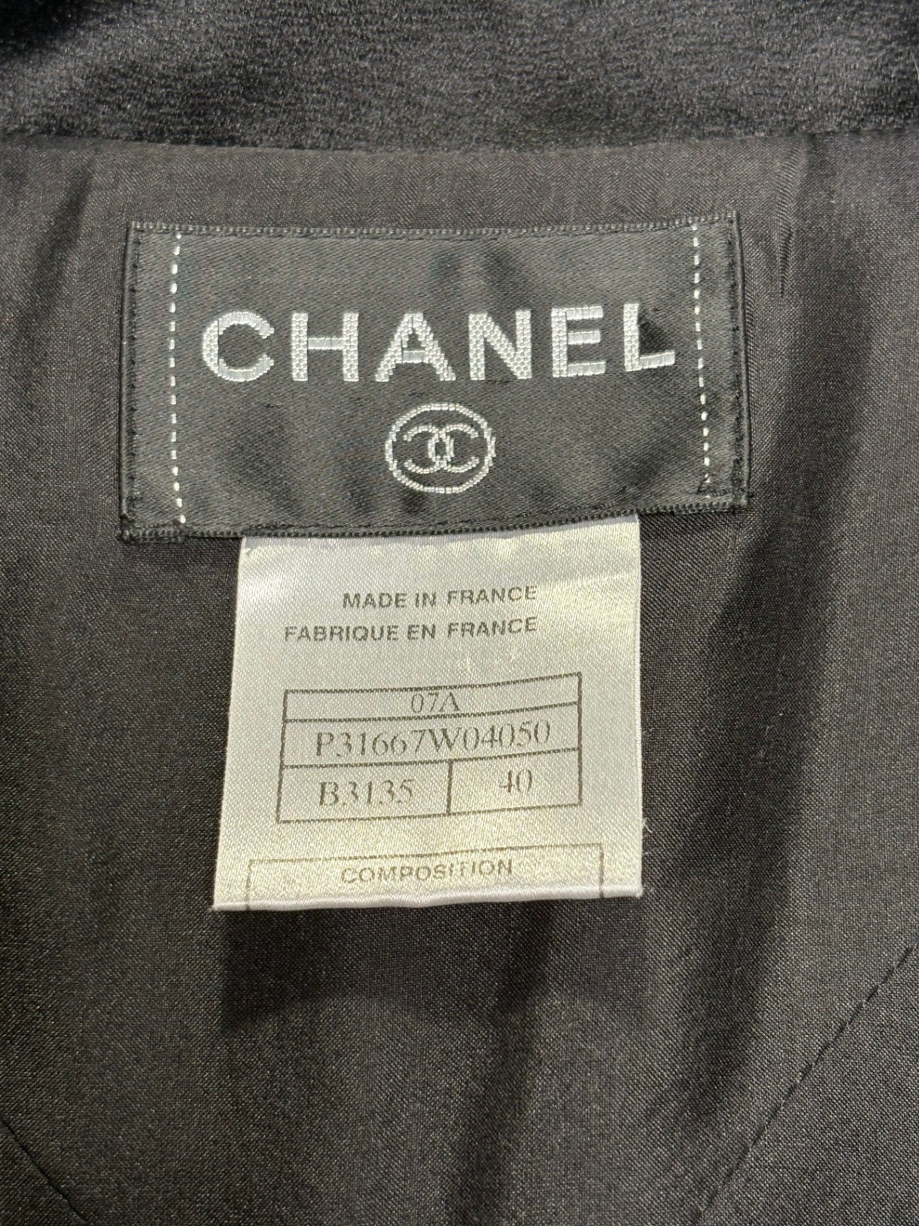 CHANEL 07A Black Satin-Trim Tuxedo Dress