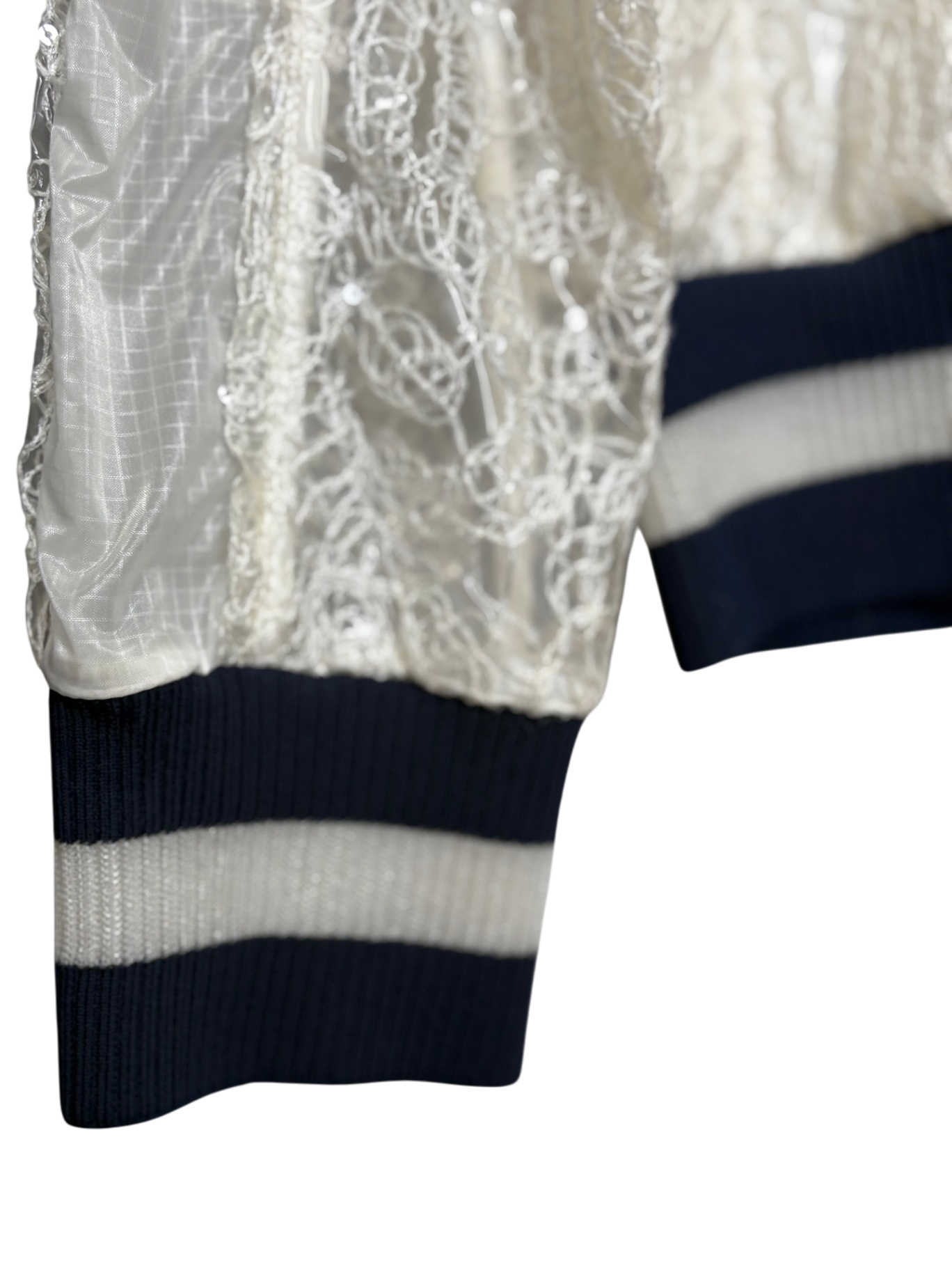 CHANEL White Sheer Lace Vinyl jacket