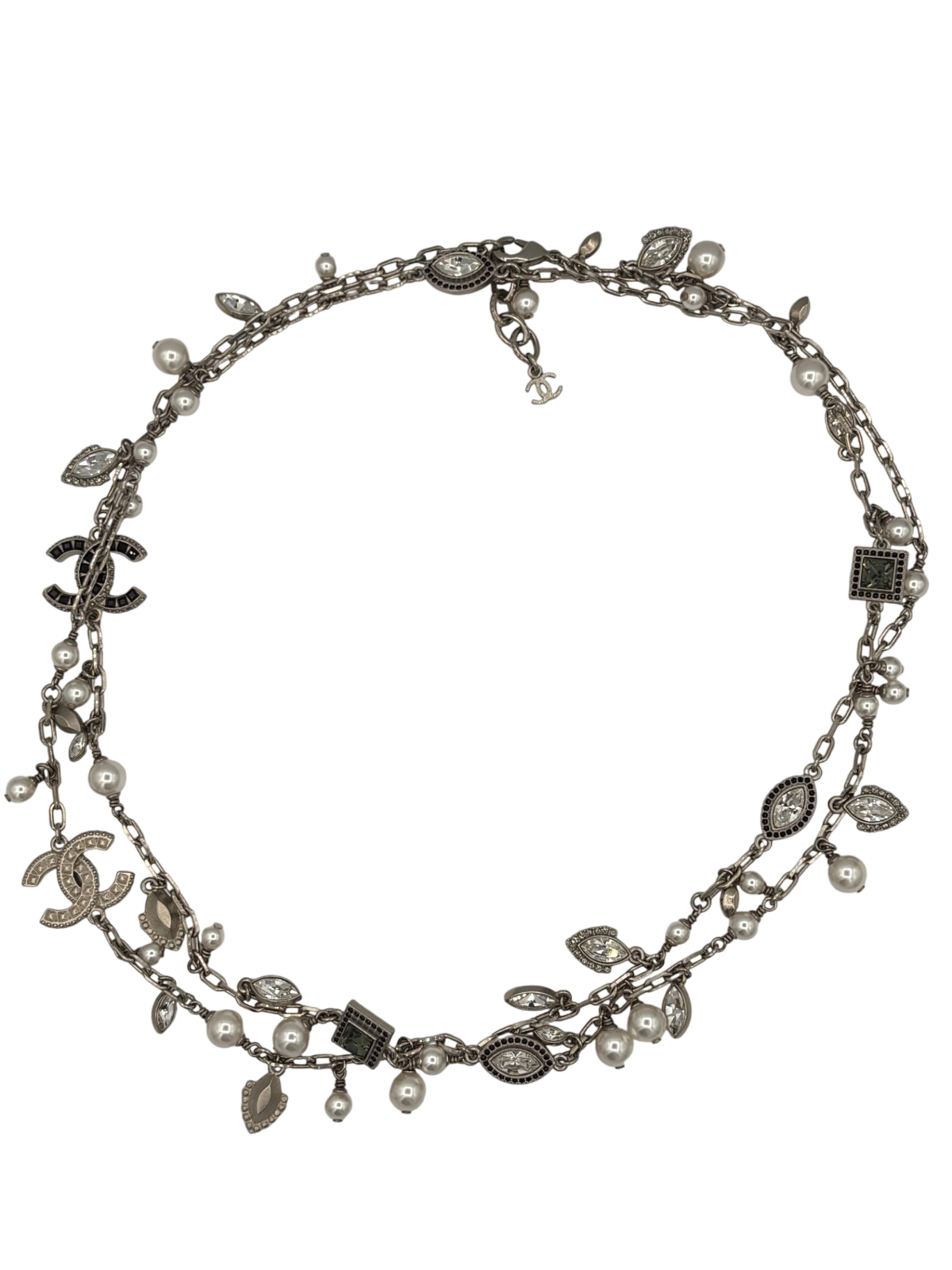 CHANEL CC 2015 Long Pearl & Crystal Necklace