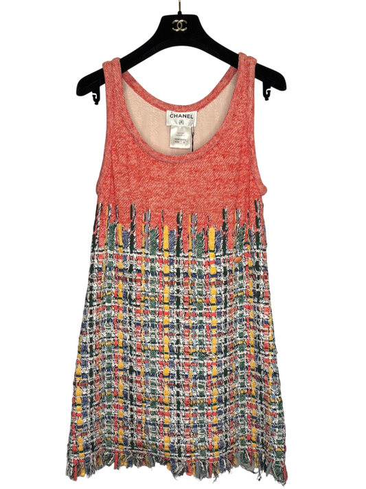 CHANEL Orange tweed dress size 40