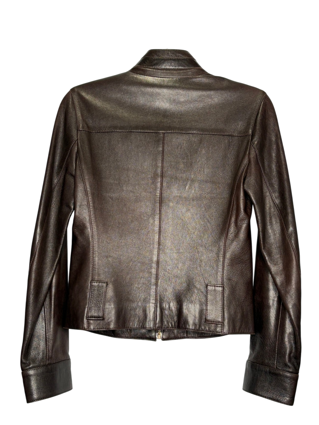 MIU MIU Chocolate Brown Leather Moto Jacket
