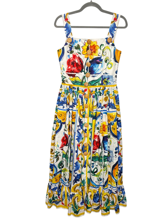 DOLCE & GABBANA Majolica Print Midi Dress