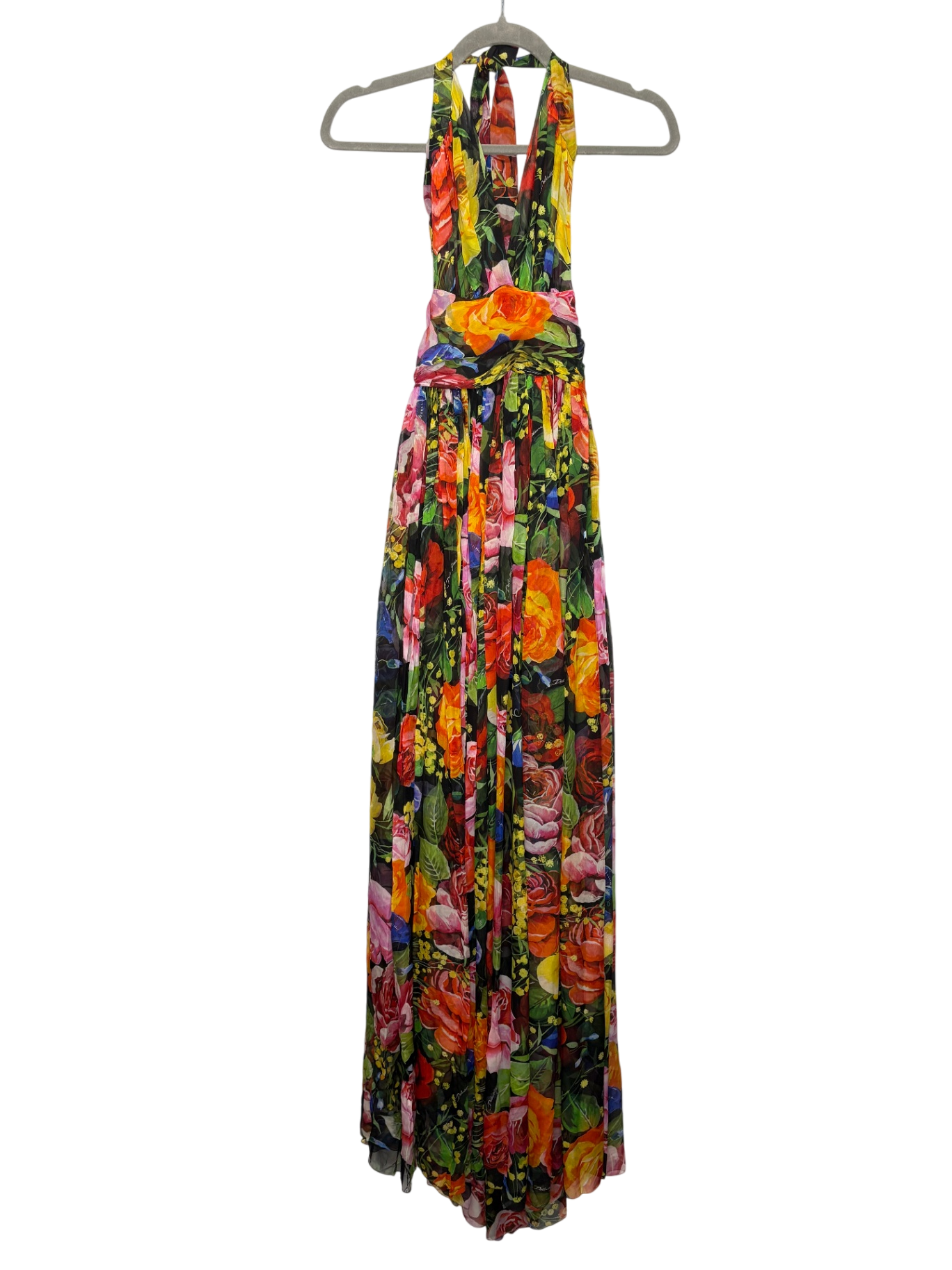 D&G Floral Silk Chiffon Halter Gown