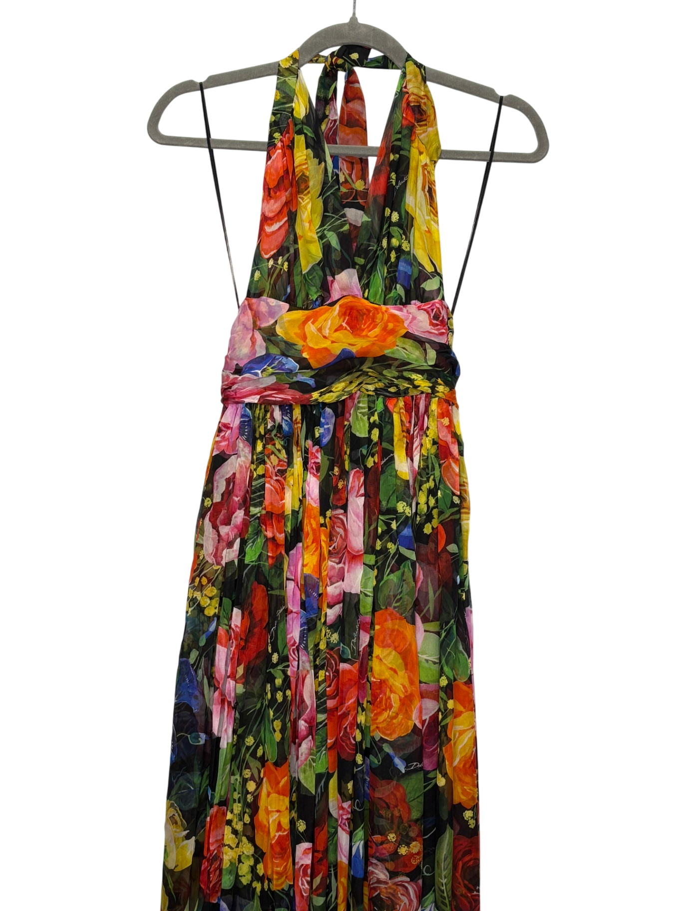 D&G Floral Silk Chiffon Halter Gown