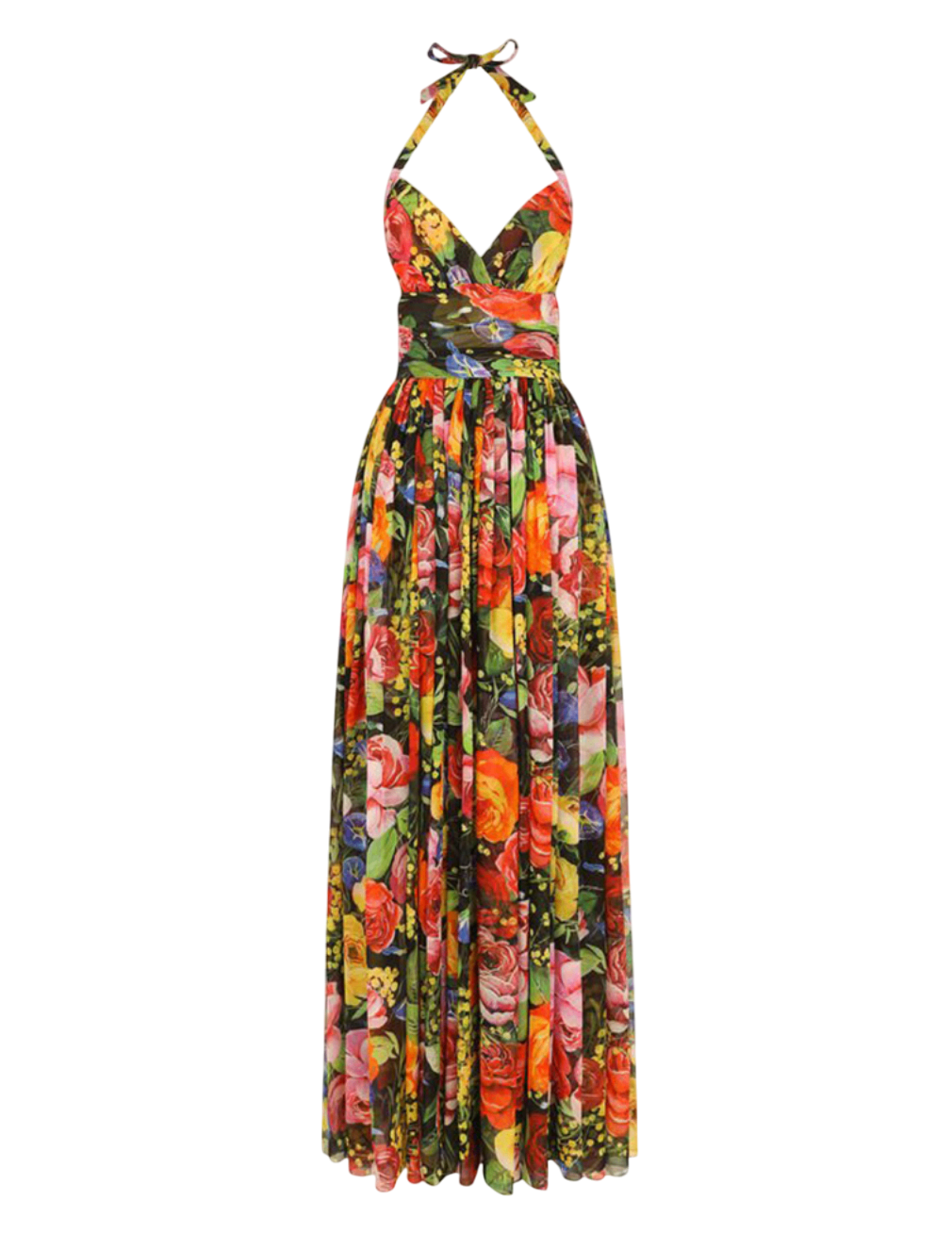 D&G Floral Silk Chiffon Halter Gown